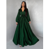 Tmavě zelené elegantní šaty WOMAN s dlouhým rukávem (Veľkosť ONESIZE)