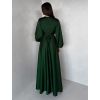 Tmavě zelené elegantní šaty WOMAN s dlouhým rukávem (Veľkosť ONESIZE)