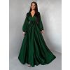 Tmavě zelené elegantní šaty WOMAN s dlouhým rukávem (Veľkosť ONESIZE)