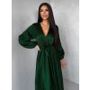 Tmavě zelené elegantní šaty WOMAN s dlouhým rukávem (Veľkosť ONESIZE)