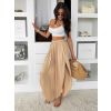 Světle hnědé trendy letní volné kalhoty PEROLY s rozparky (Veľkosť ONESIZE)