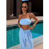 Světle modrý mušelínový letní crop top BALEEN pás přes prsa (Veľkosť ONESIZE)