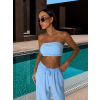 Světle modrý mušelínový letní crop top BALEEN pás přes prsa (Veľkosť ONESIZE)