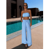 Světle modrý mušelínový letní crop top BALEEN pás přes prsa (Veľkosť ONESIZE)