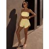 Žlutý mušelínový krátký crop top BALEEN pás přes prsa (Veľkosť ONESIZE)