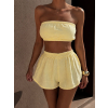 Žlutý mušelínový krátký crop top BALEEN pás přes prsa (Veľkosť ONESIZE)