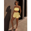 Žlutý mušelínový krátký crop top BALEEN pás přes prsa (Veľkosť ONESIZE)