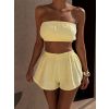 Žlutý mušelínový krátký crop top BALEEN pás přes prsa (Veľkosť ONESIZE)