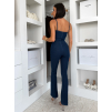 Modrý džínový dlouhý denim overal CARYNA na ramínka (Veľkosť M)