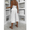 Bílé lněné volné culottes kalhoty ILUMINA (Veľkosť ONESIZE)