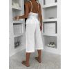 Bílé lněné volné culottes kalhoty ILUMINA (Veľkosť ONESIZE)
