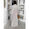 Béžové pruhované dlouhé oversized bavlněné maxi košilové šaty FLARETA (Veľkosť ONESIZE)