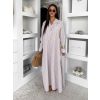Béžové pruhované dlhé oversized bavlnené maxi košeľové šaty FLARETA (Veľkosť ONESIZE)