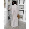 Béžové pruhované dlhé oversized bavlnené maxi košeľové šaty FLARETA (Veľkosť ONESIZE)