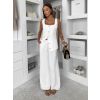 Bílý elegantní kalhotový kostýmek VOUELY s vestou (Veľkosť ONESIZE)