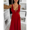 Červené dlouhé elegantní šaty VELIXO s výstřihem (Veľkosť M/L)
