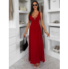 Červené dlouhé elegantní šaty VELIXO s výstřihem (Veľkosť M/L)
