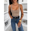 Hnědé elastické basic body ELYRO s výstřihem (Veľkosť M/L)