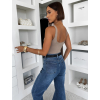Hnědé elastické basic body ELYRO s výstřihem (Veľkosť M/L)