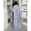 Modré pruhované dlouhé basic oversized bavlněné košilové šaty FLARETA (Veľkosť ONESIZE)