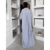 Modré pruhované dlhé basic oversized bavlnené košeľové šaty FLARETA (Veľkosť ONESIZE)