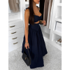 Tmavě modré dlouhé elegantní tvarující šaty DOROTA (Veľkosť ONESIZE)