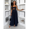 Tmavě modré dlouhé elegantní tvarující šaty DOROTA (Veľkosť ONESIZE)
