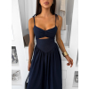 Tmavě modré dlouhé elegantní tvarující šaty DOROTA (Veľkosť ONESIZE)