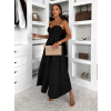 Čierne vypasované elegantné midi šaty PETALUNA (Veľkosť ONESIZE)