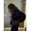 Vínová brúsená kožená mini cross body kabelka TALVORIA (Veľkosť ONESIZE)