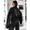 Černá stylová oversized biker koženková bunda LILOURA (Veľkosť M/L)