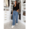 Modré wide leg basic široké džínsy NUVELLY (Veľkosť L)