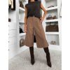 Hnědé elegantní culotte kalhoty kraťasy NIMELLAE (Veľkosť M/L)