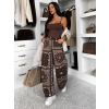Hnedé trendy široké wide leg džínsy POPPYA (Veľkosť L)