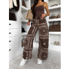 Hnedé trendy široké wide leg džínsy POPPYA (Veľkosť L)