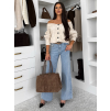 Svetlomodré basic wide leg široké džínsy ELYNORA (Veľkosť L)