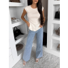 Svetlomodré basic wide leg široké džínsy ELYNORA (Veľkosť L)
