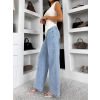 Svetlomodré basic wide leg široké džínsy ELYNORA (Veľkosť L)