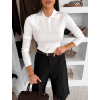 Biele elegantné polo tričko RUBYA s dlhým rukávom (Veľkosť ONESIZE)