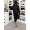 Čierna štýlová oversized biker koženková bunda FAYELIA (Veľkosť ONESIZE)