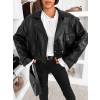 Čierna štýlová oversized biker koženková bunda FAYELIA (Veľkosť ONESIZE)