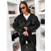 Čierna štýlová oversized biker koženková bunda FAYELIA (Veľkosť ONESIZE)