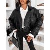 Černá stylová oversized biker koženková bunda FAYELIA (Veľkosť ONESIZE)