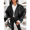 Čierna štýlová oversized biker koženková bunda FAYELIA (Veľkosť ONESIZE)