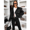 Čierna štýlová oversized biker koženková bunda FAYELIA (Veľkosť ONESIZE)