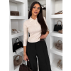 Krémové elegantné polo tričko RUBYA s dlhým rukávom (Veľkosť ONESIZE)