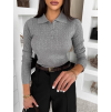 Šedé elegantné polo tričko RUBYA s golierom (Veľkosť ONESIZE)
