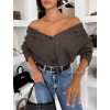 Tmavo hnedý elegantný oversized sveter KORAVIA na gombíky (Veľkosť ONESIZE)