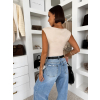 Béžové elastické basic body PIPALA bez rukávov (Veľkosť ONESIZE)