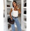 Biele elegantné krajkové body ORVELLA s výstrihom (Veľkosť ONESIZE)